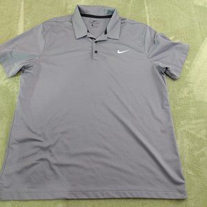 Nike Dri-Fit Mens XL Gray Sport Collar Short Sleeve Polo Shirt Athletic Golf